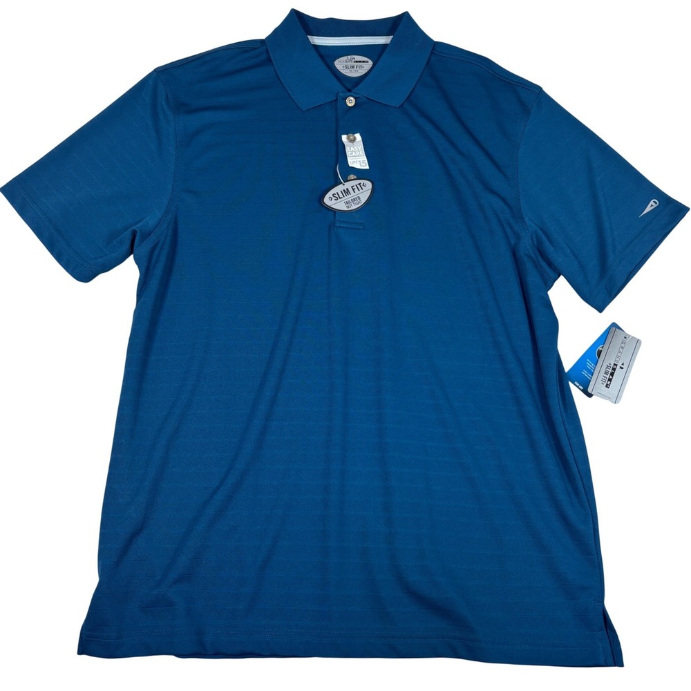 Grand Slam Mens Slim Fit Performance Polo Shirt Poseidon Blue XL GESK0042 New